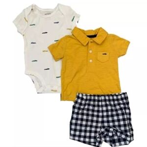 Carter's Baby Boy's 3 Piece Clothing Set, 1 Bodysuit, 1 Polo Shirt, 1 Shorts